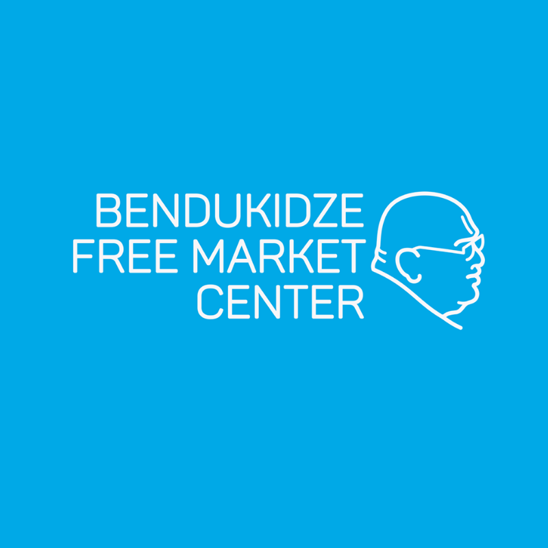 Bendukidze Free Market Center Ukraine logo on blue background