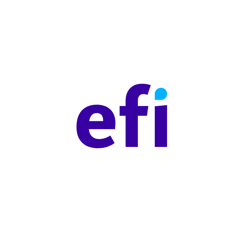EFI logo in purple, the letters E, F and I on a white background