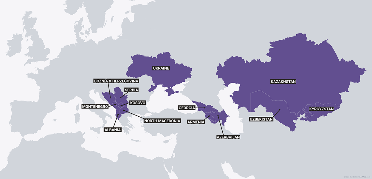 Map showing EFI partner countries across Europe and Central Asia