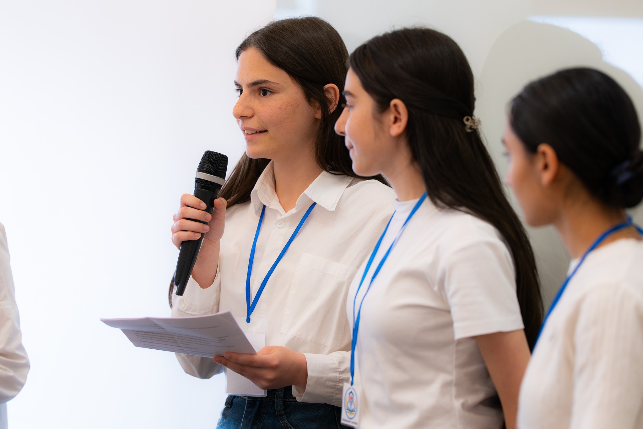 Female students debating at the Policy making Challenge in Armenia