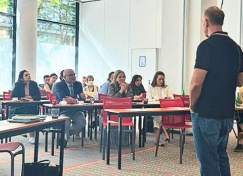 Partners engaged with speaker